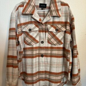 Love Tree Orange and Cream Plaid Jacket